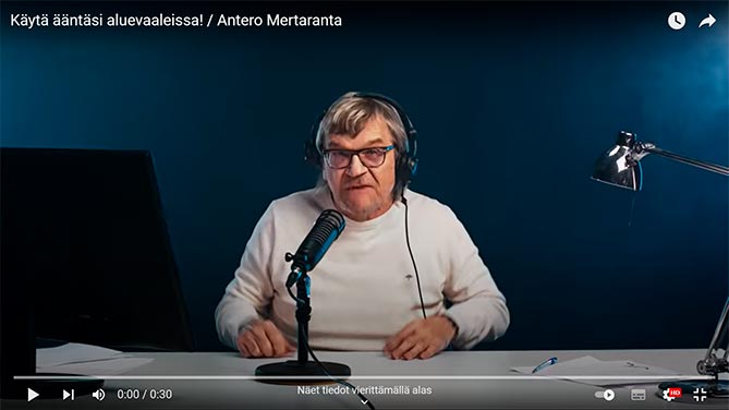 Käytä ääntäsi aluevaaleissa! / Antero Mertaranta -video Youtubessa