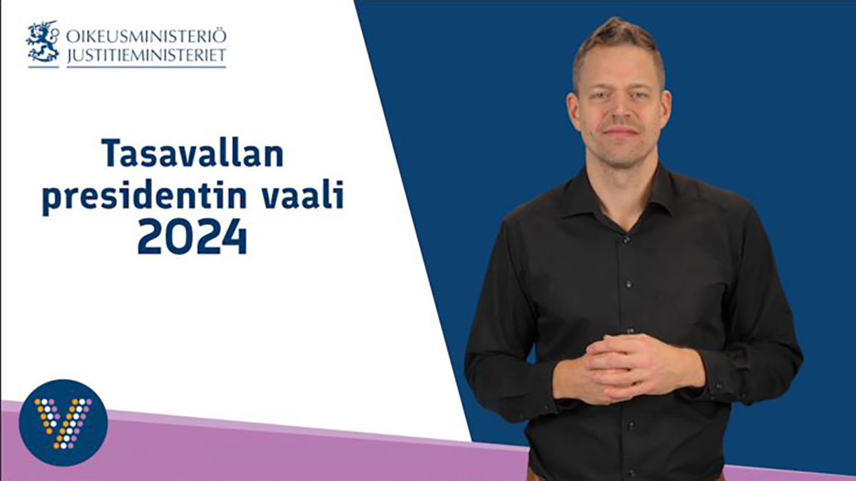 Viittomakielinen tulkkaus tasavallan presidentinvaalista 2024.