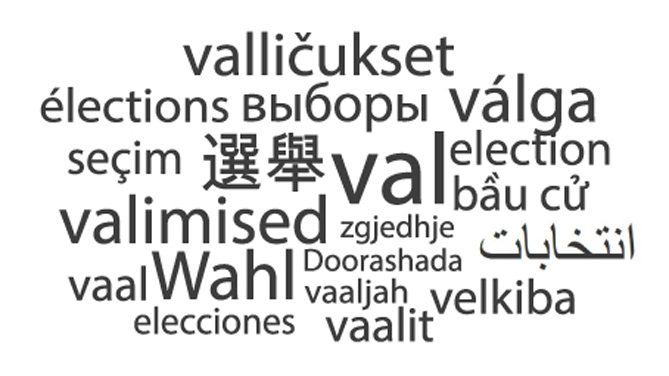 Vaalit eri kielillä.